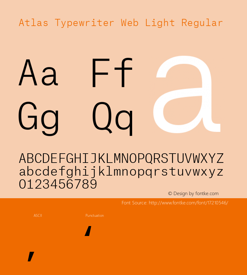 Atlas Typewriter Web Light Regular Version 1.001 2012 Font Sample