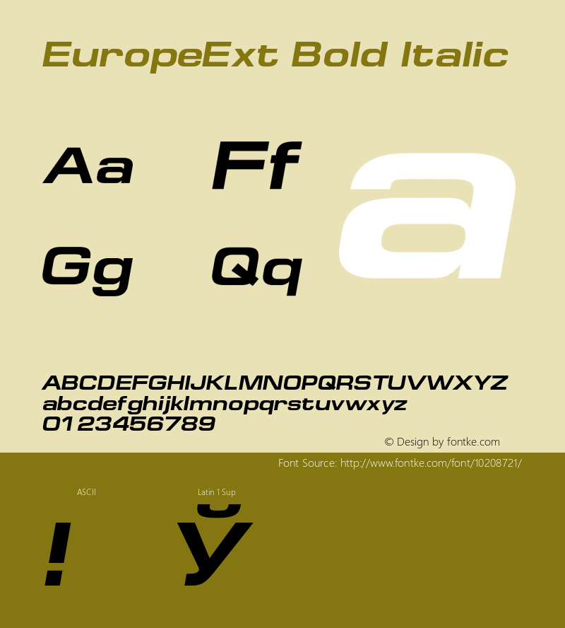 EuropeExt Bold Italic 001.001 Font Sample