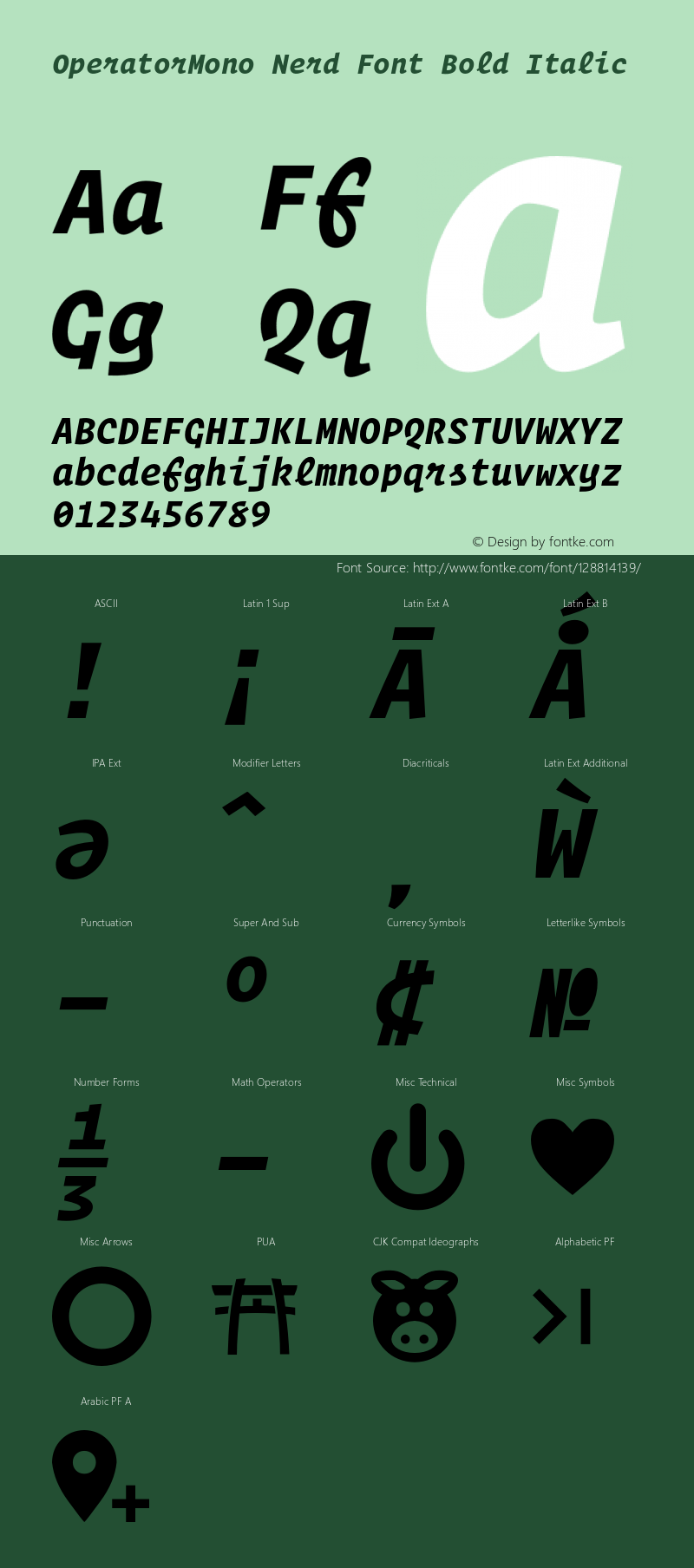 Operator Mono Bold Italic Nerd Font Complete Version 1.200 Font Sample