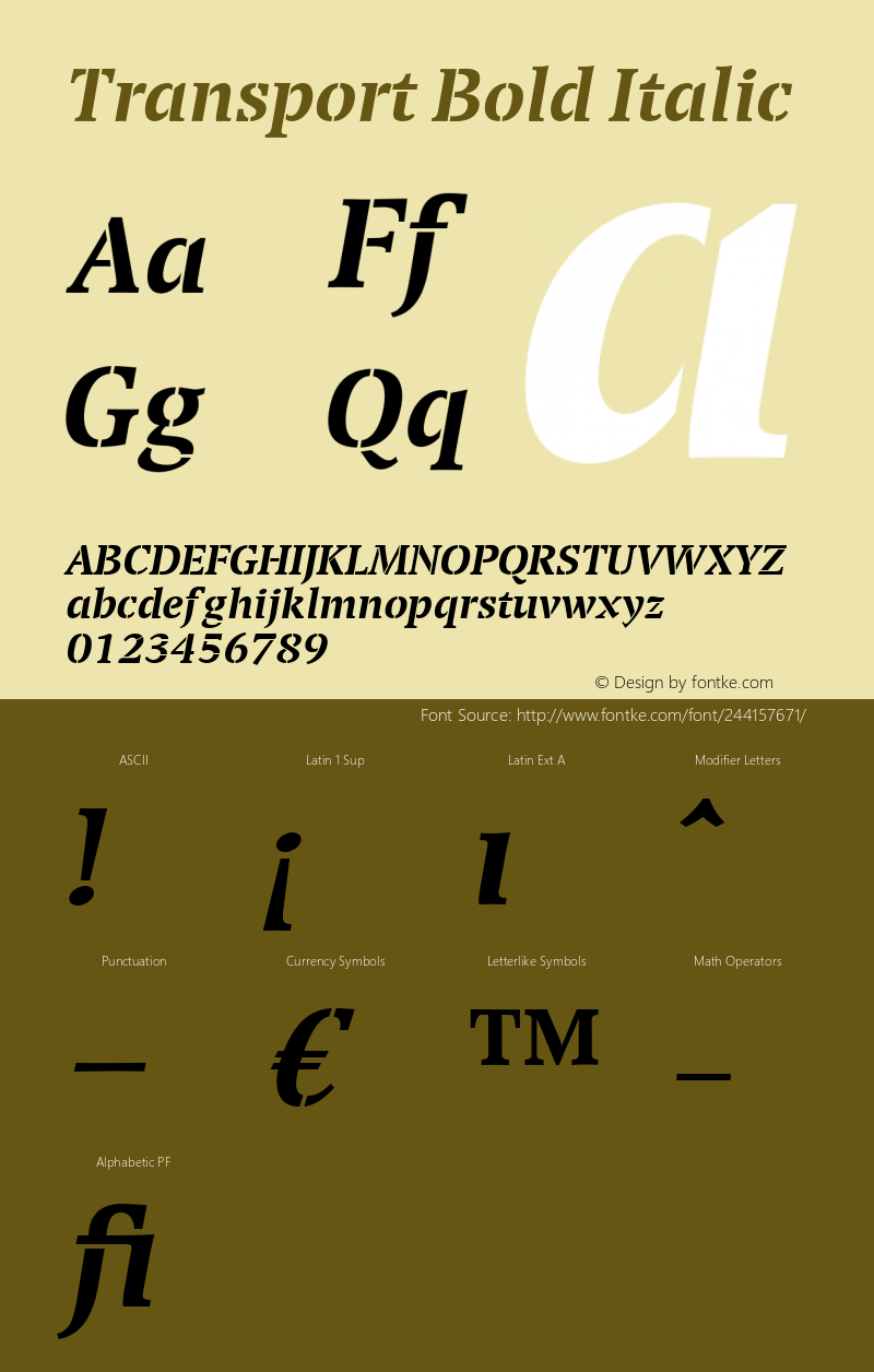 Transport Bold Italic Version 1.00图片样张