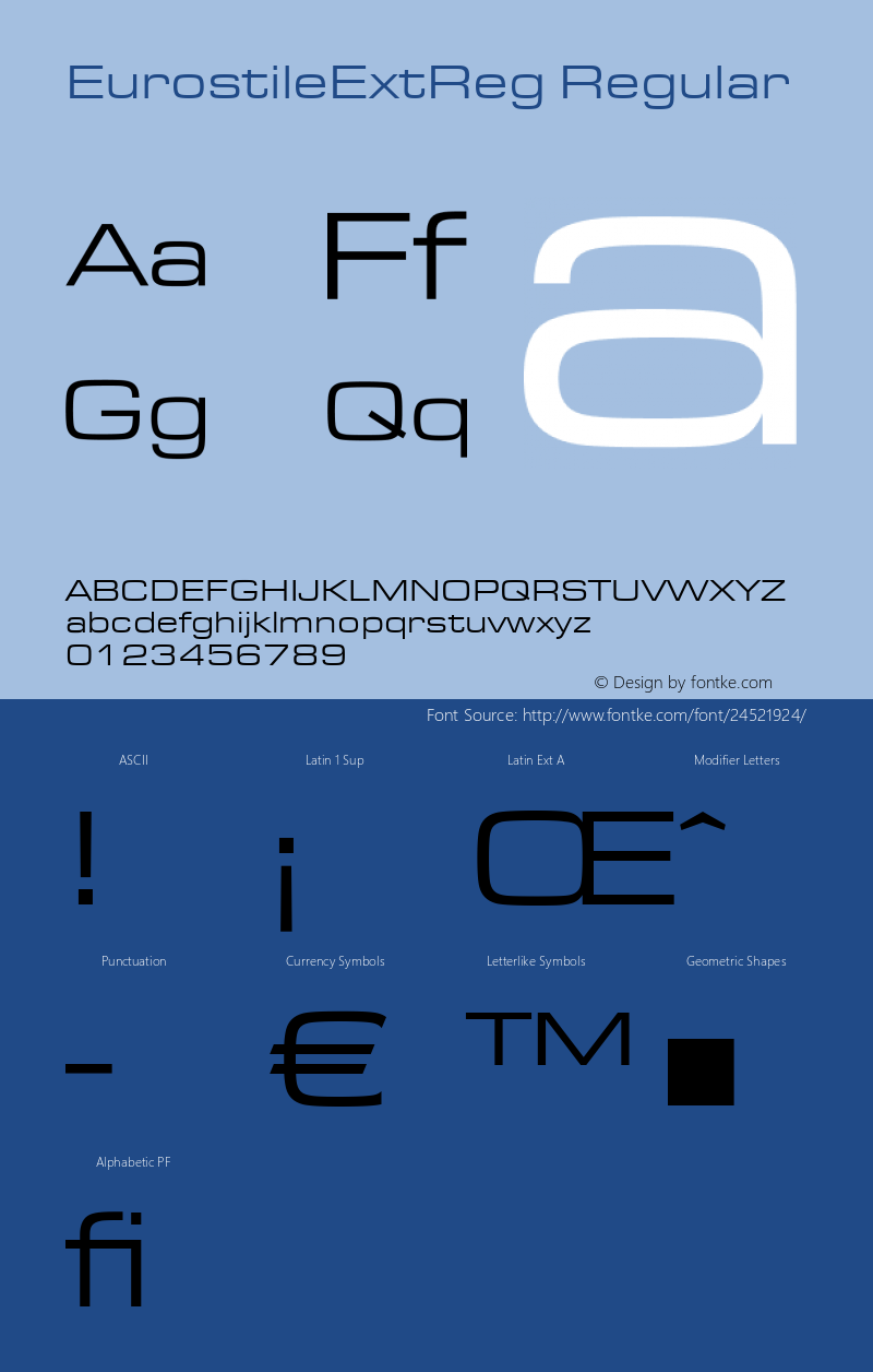 EurostileExtReg Regular Version 1.10 Font Sample