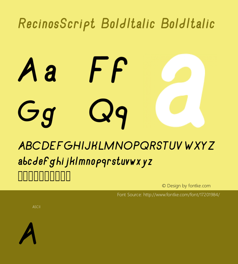 RecinosScript BoldItalic BoldItalic Version 2 Font Sample