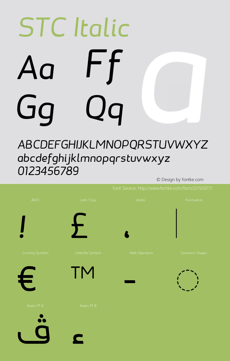 STC-Italic Version 1.029 Font Sample