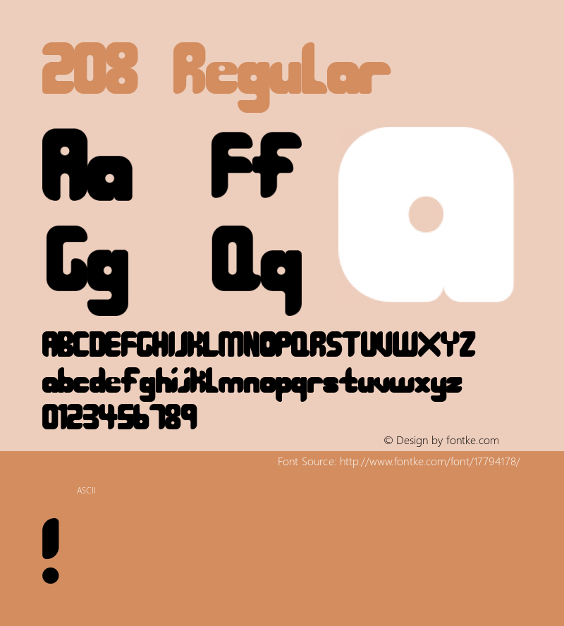 208 Regular Version 1.003 Font Sample