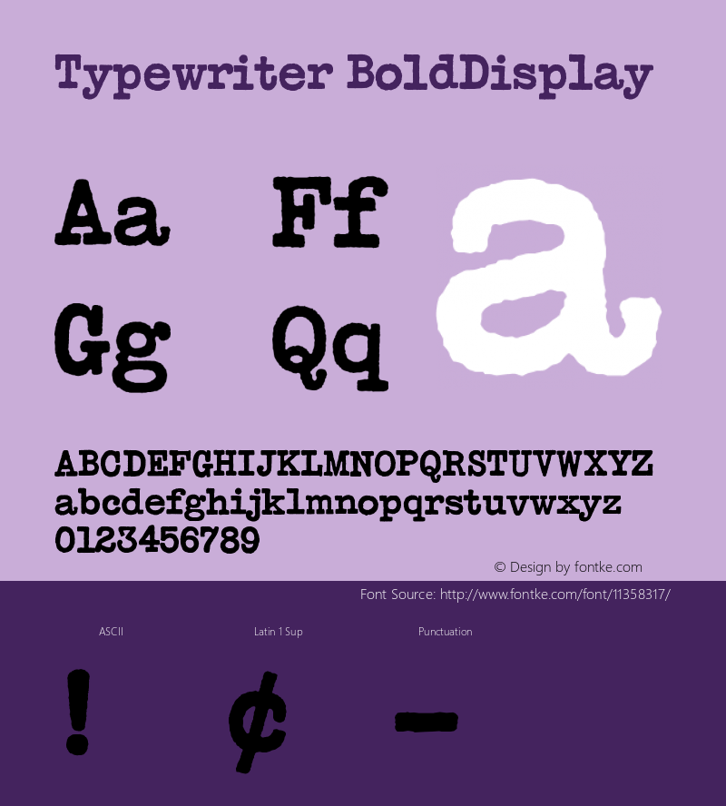 Typewriter BoldDisplay Version 001.000 Font Sample