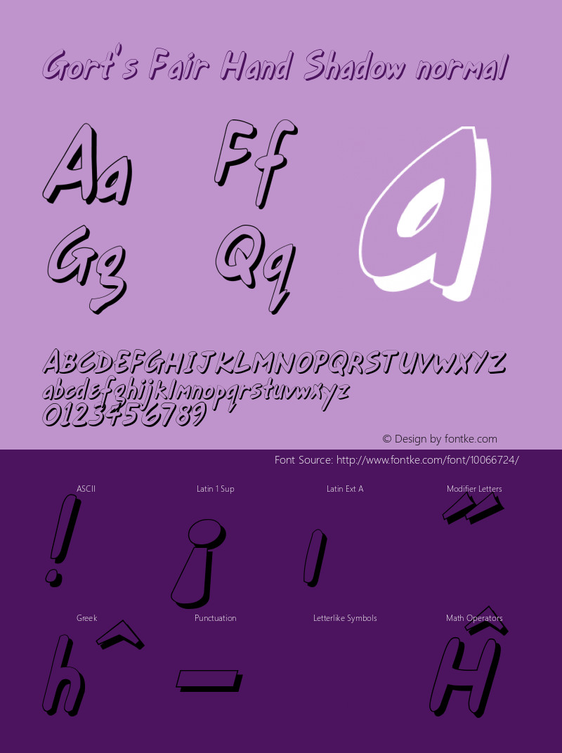 Gort's Fair Hand Shadow normal v1.03 Font Sample