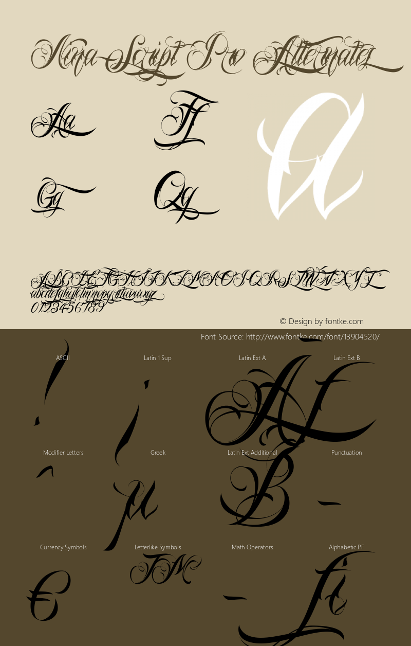 Nina Script Pro Alternates Version 6000 Font Sample