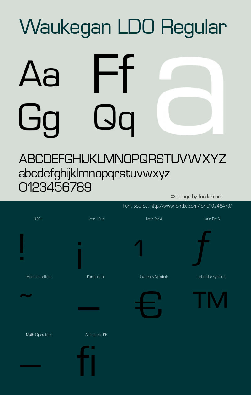 Waukegan LDO Regular Version 1.000 2004 initial release Font Sample