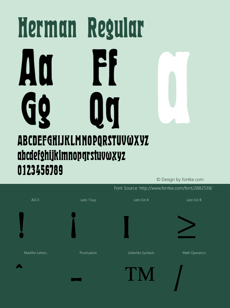 Herman Regular 1.0 Thu Nov 02 15:23:22 1995 Font Sample