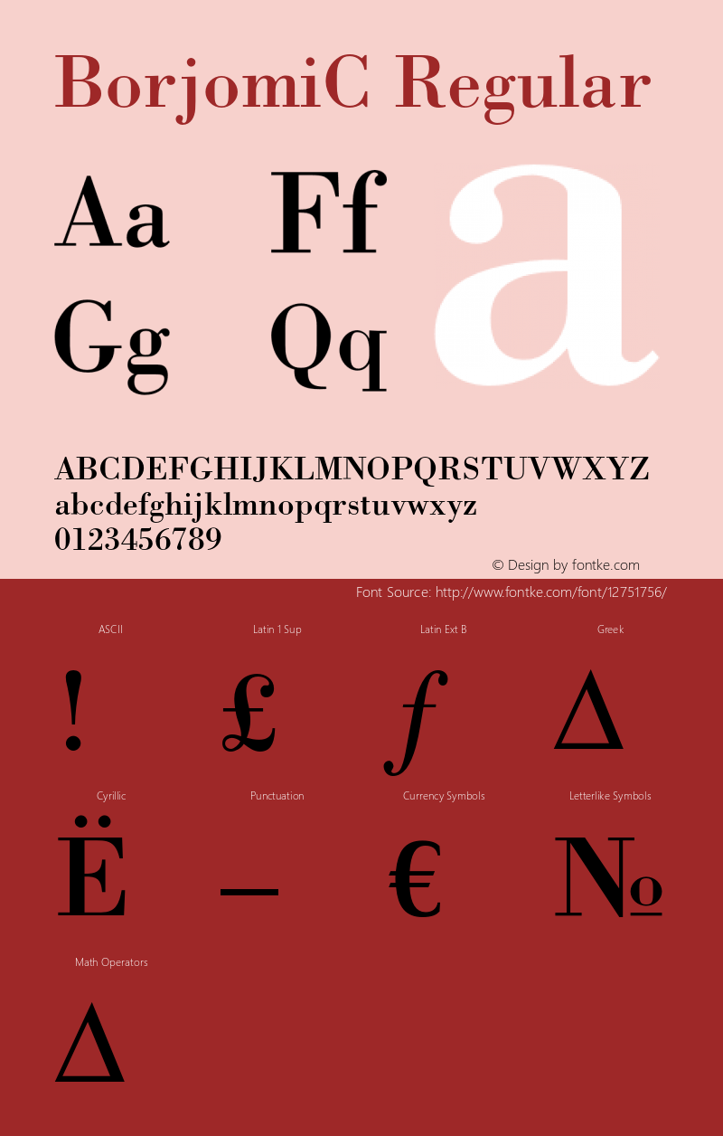 BorjomiC Regular OTF 1.0;PS 001.000;Core 116;AOCW 1.0 161 Font Sample