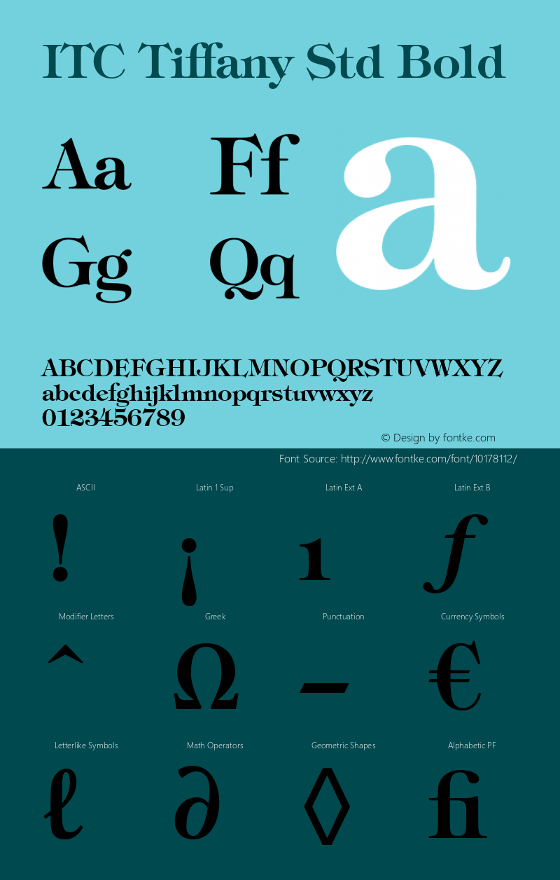 ITC Tiffany Std Bold OTF 1.018;PS 001.003;Core 1.0.31;makeotf.lib1.4.1585 Font Sample