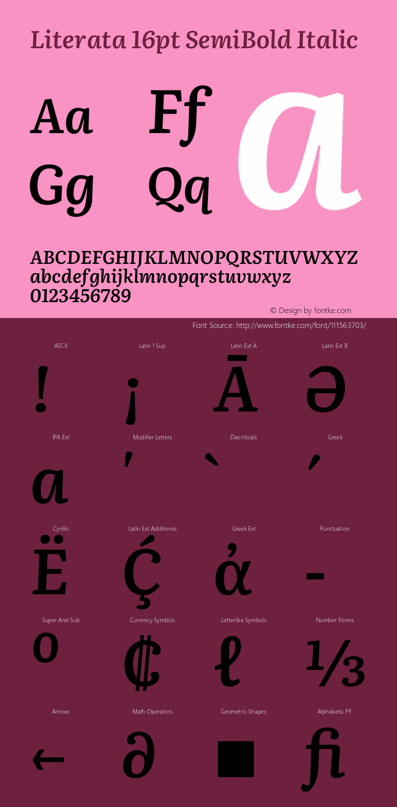 Literata 16pt SemiBold Italic Version 3.002 Font Sample