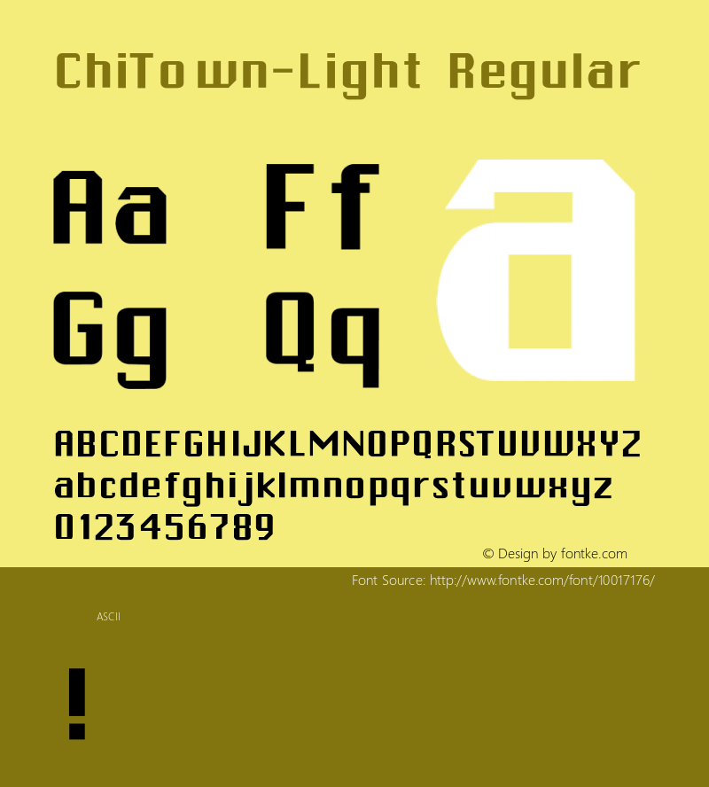 ChiTown-Light Regular Converted from e:\aff07\CHITOWN-.FF1 by ALLTYPE Font Sample