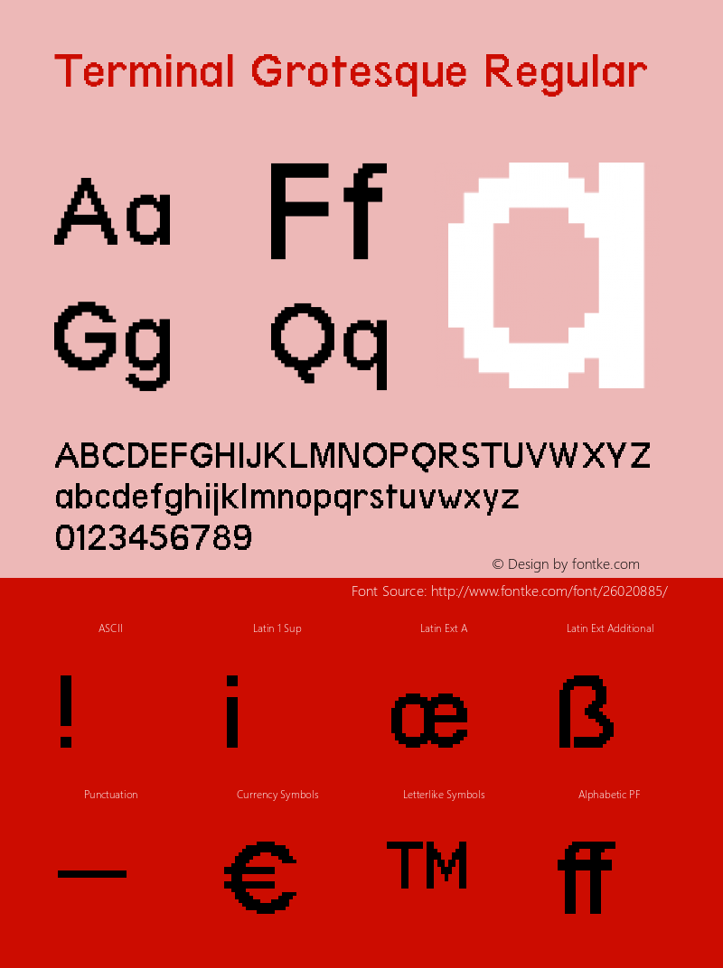 Terminal Grotesque Regular Version 1.0 Font Sample