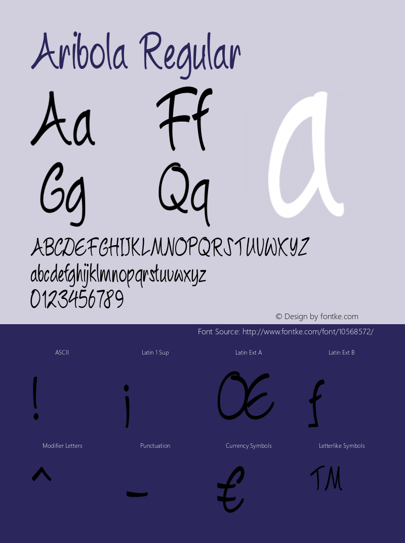 Aribola Regular Version 1.000 Font Sample