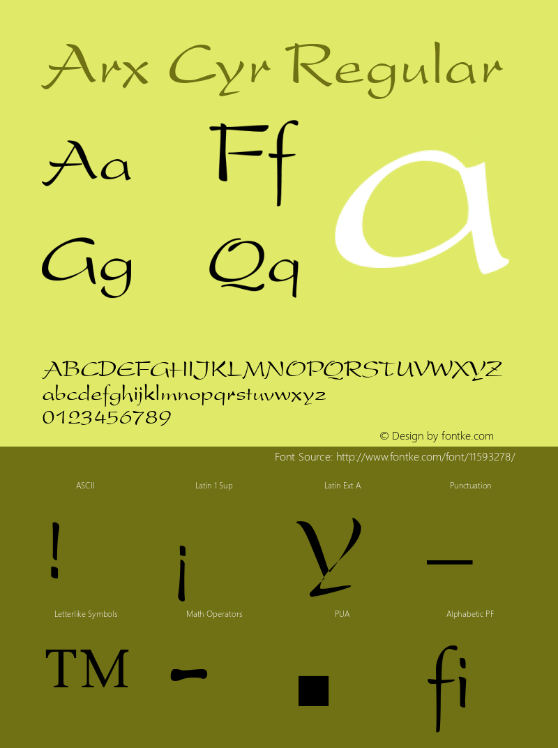 Arx Cyr Regular Version 1.0 Font Sample