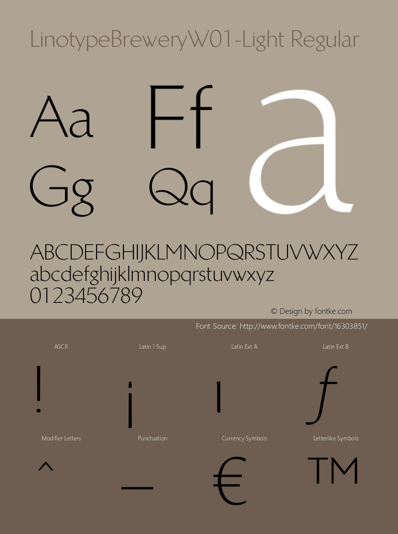 LinotypeBreweryW01-Light Regular Version 1.02 Font Sample