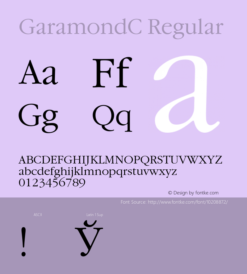 GaramondC Regular 001.000 Font Sample