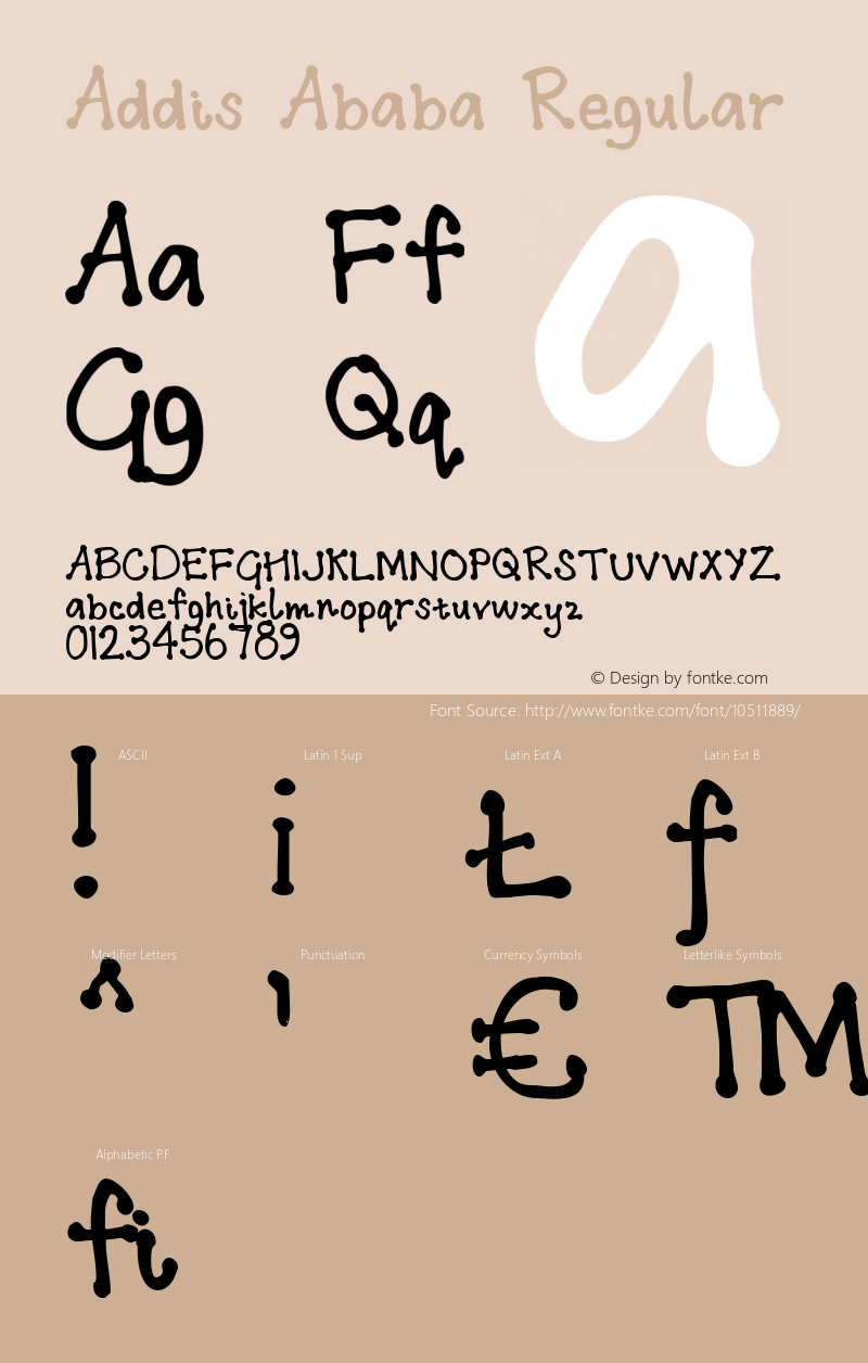 Addis Ababa Regular Version 1.001 Font Sample