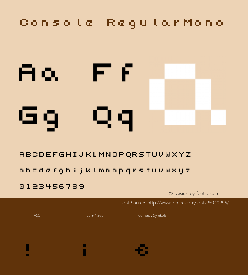 pixeldroid Console Regular Mono Version 1.0.0 Font Sample