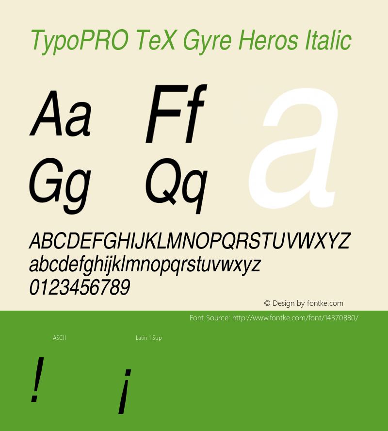 TypoPRO TeX Gyre Heros Italic Version 2.004;PS 2.004;hotconv 1.0.49;makeotf.lib2.0.14853 Font Sample