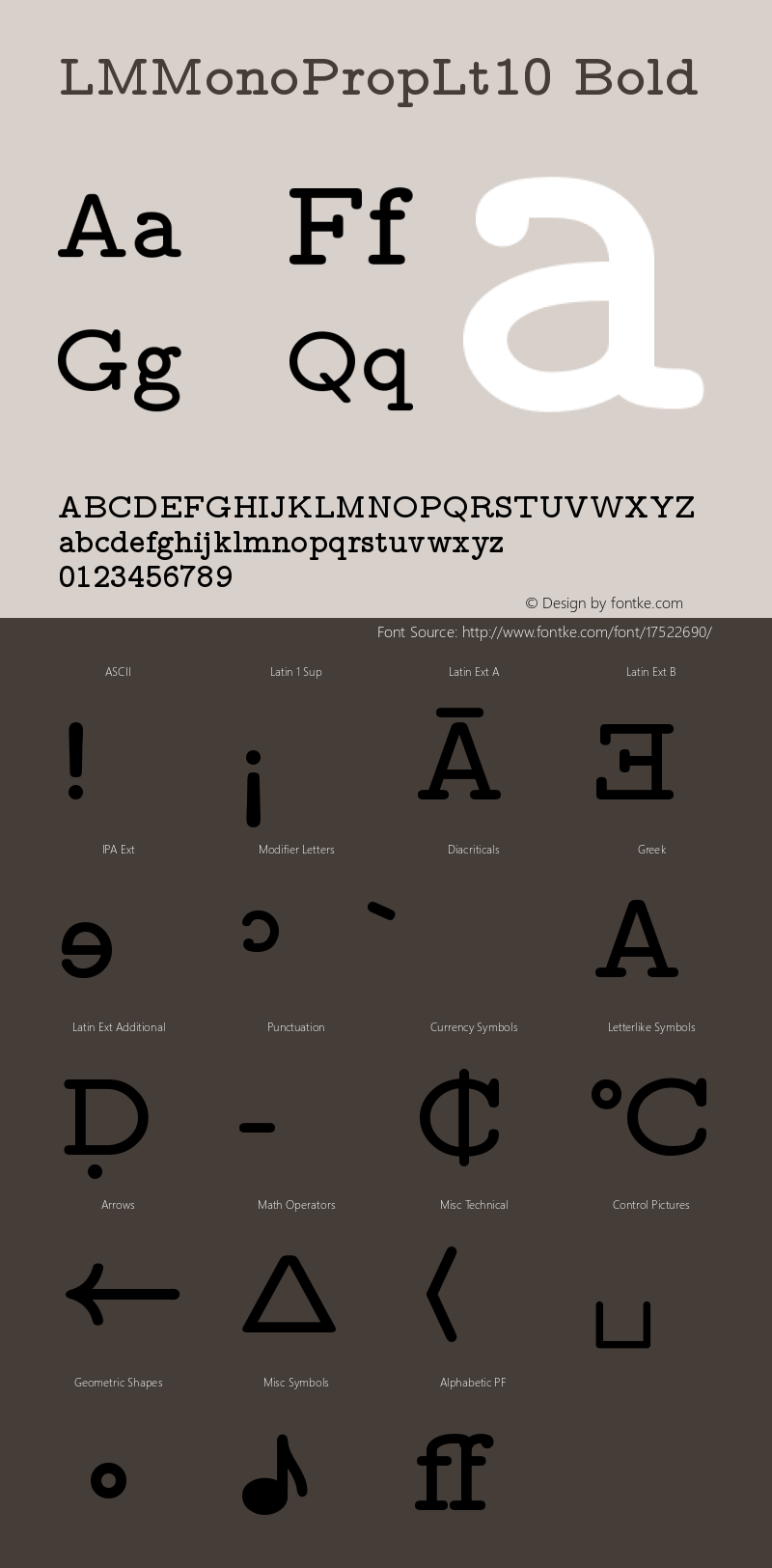 LMMonoPropLt10 Bold Version 2.004  Font Sample