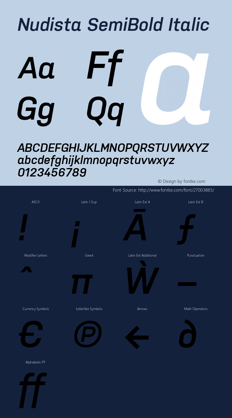 Nudista SemiBold Italic Version 2.000 Font Sample