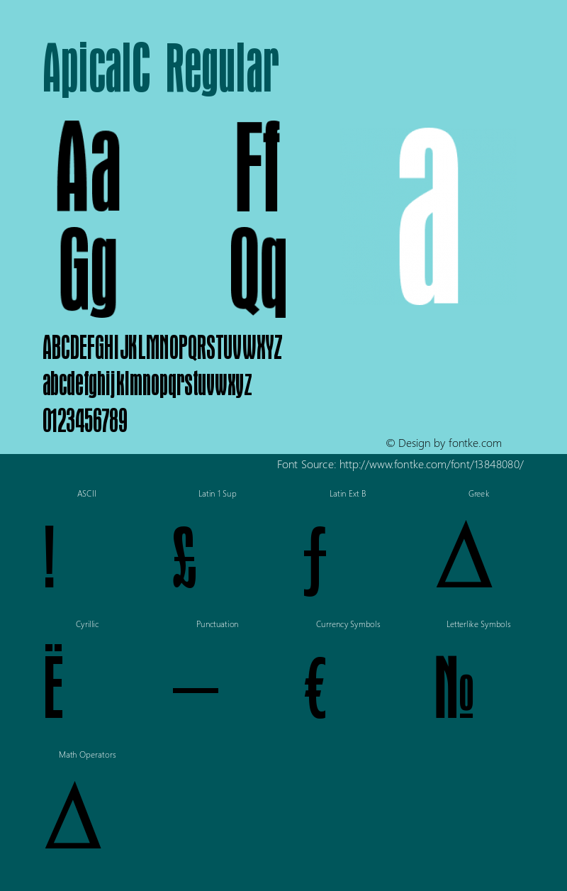 ApicalC Regular OTF 1.0;PS 001.000;Core 116;AOCW 1.0 161 Font Sample