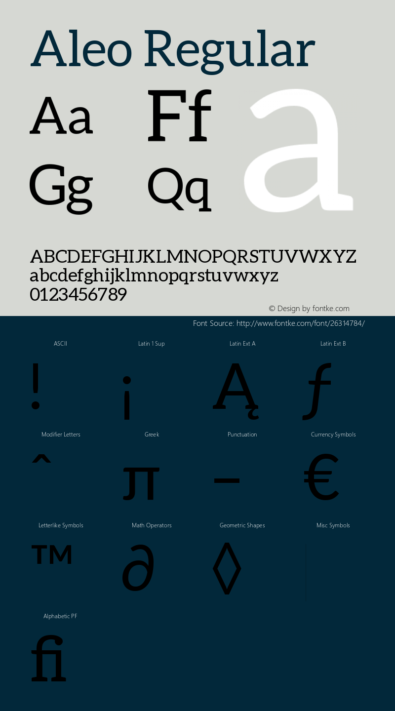 Aleo Regular Version 1.1 Font Sample