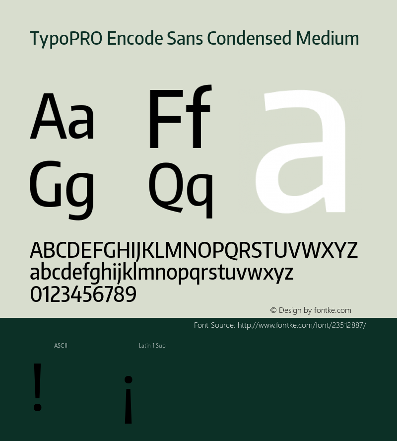 TypoPRO Encode Sans Condensed Medium Version 1.000; ttfautohint (v1.00) -l 8 -r 50 -G 200 -x 14 -D latn -f none -w G Font Sample