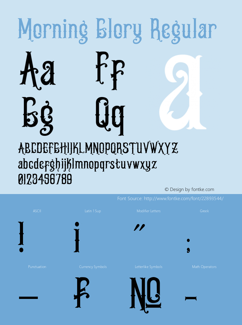 Morning Glory Version 1.00 December 18, 2013, initial release Font Sample
