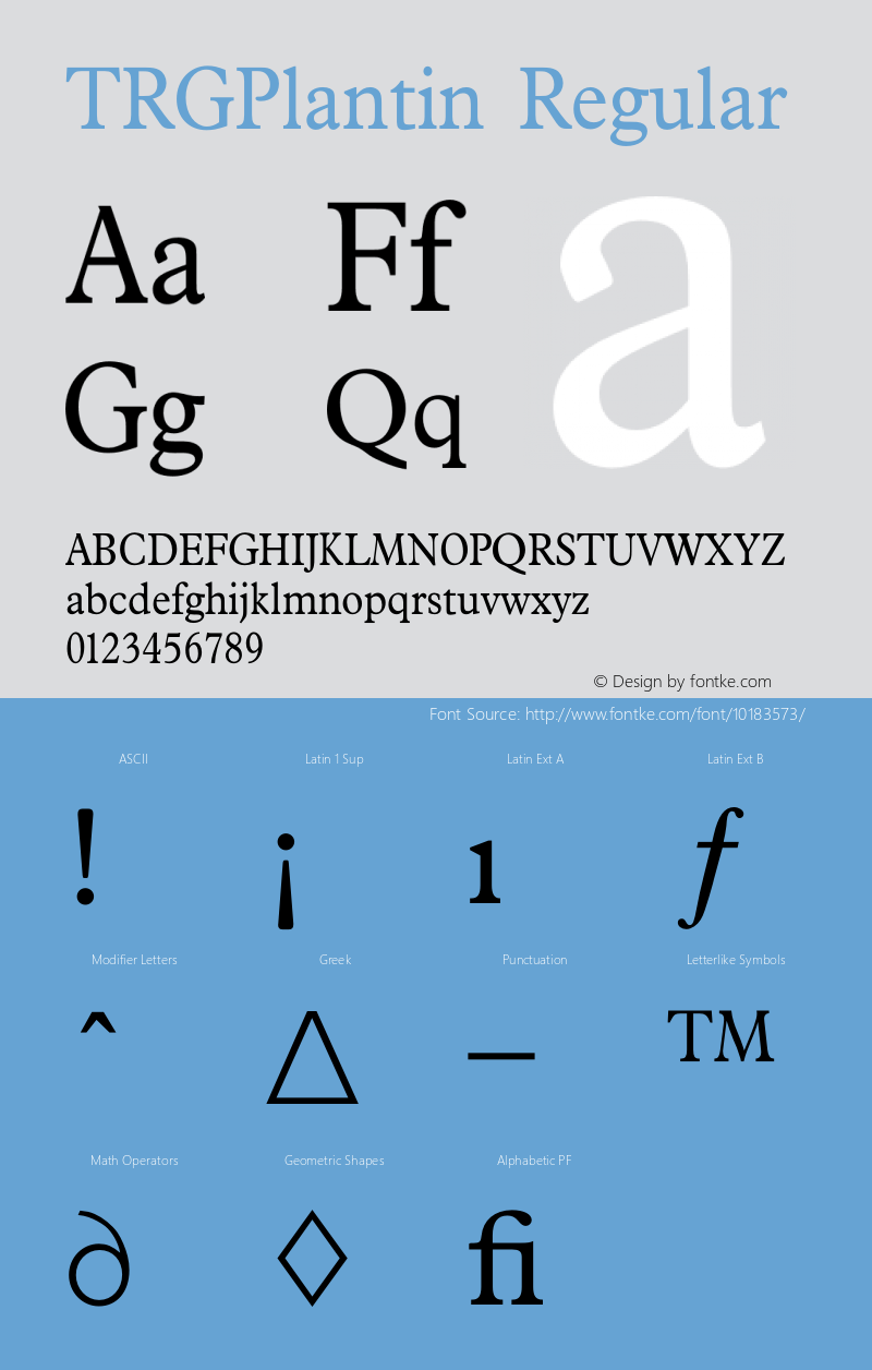 TRGPlantin Regular 001.000 Font Sample