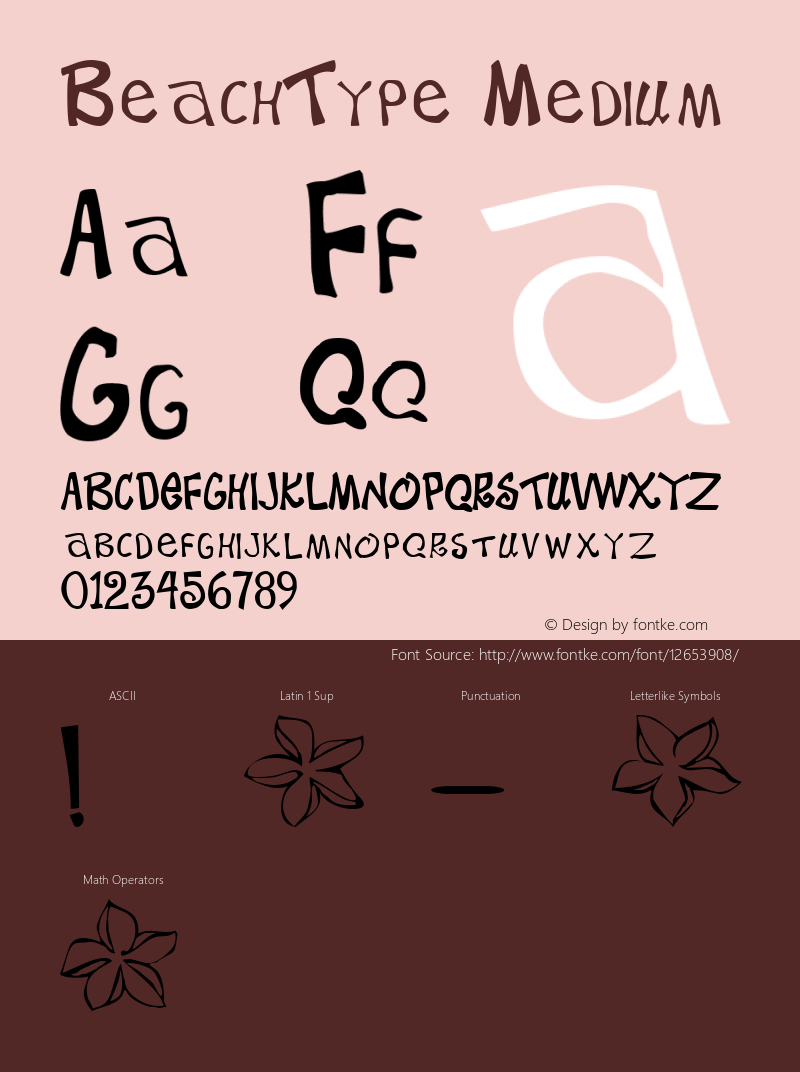 BeachType Medium Altsys Fontographer 4.0 4/21/95 Font Sample