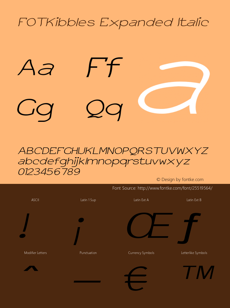 FOTKibbles-ExpandedItalic Version 1.000 Font Sample