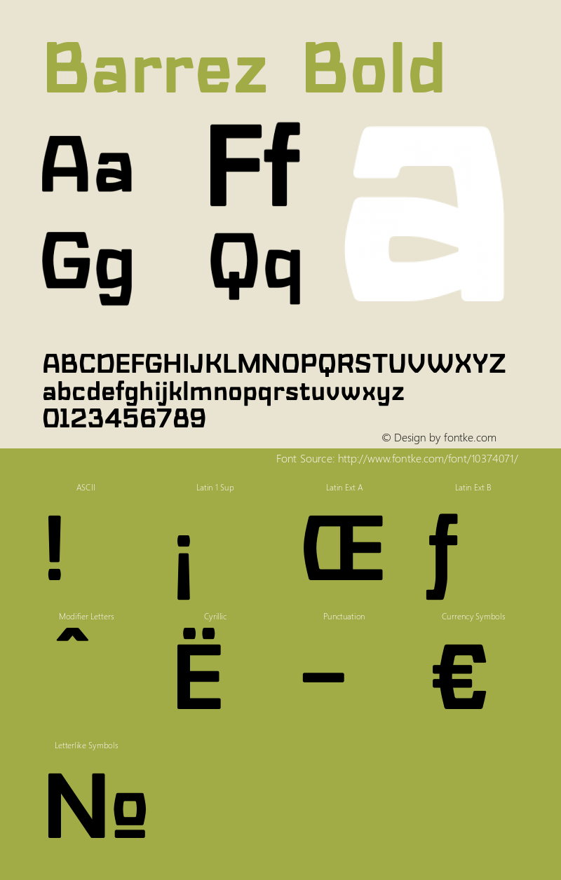 Barrez Bold Version 1.000;PS 001.001;Core 1.0.38 Font Sample