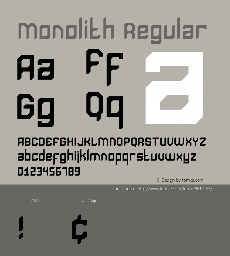 Monolith Regular Version 1.000 Font Sample