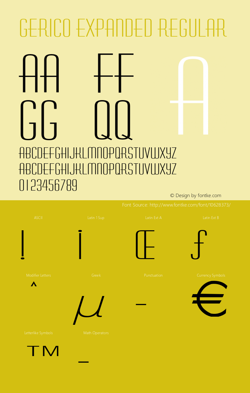 Gerico Expanded Regular Version 1.000 Font Sample