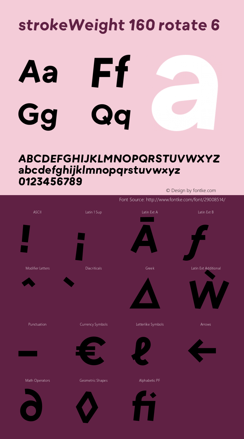 strokeWeight-160rotateR06 Version 1.007 Font Sample
