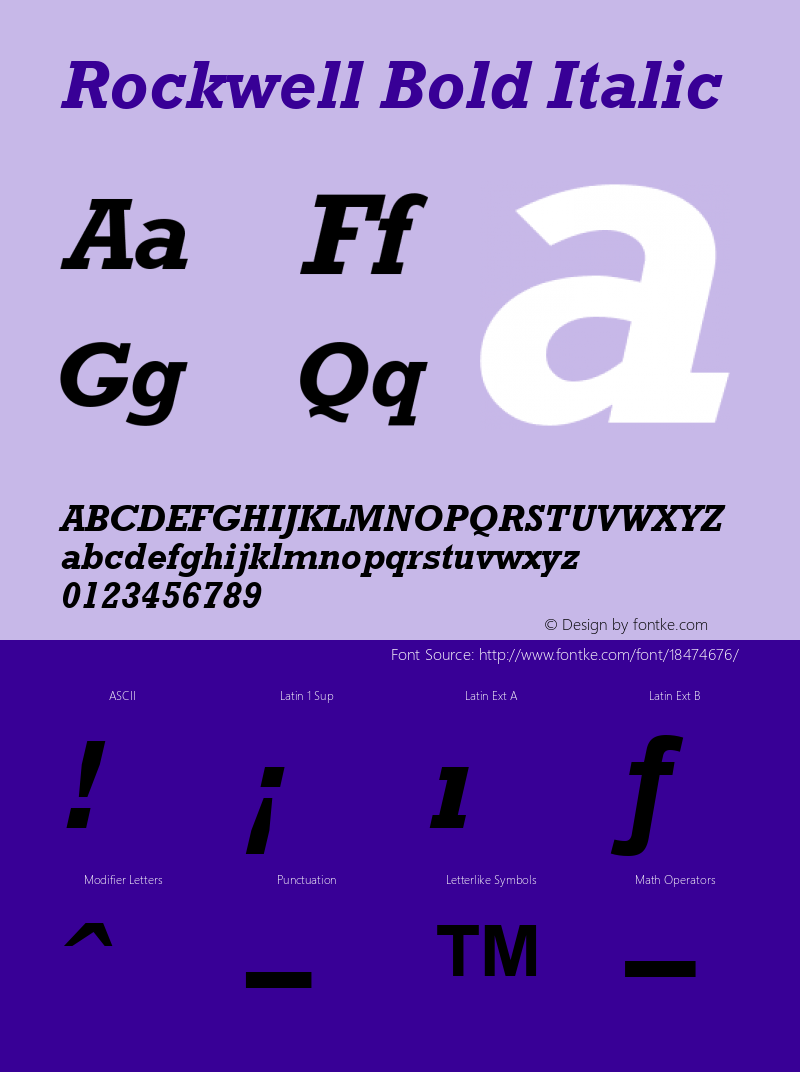 Rockwell Bold Italic Version 2.0 - Lotus - April 13, 1995 Font Sample