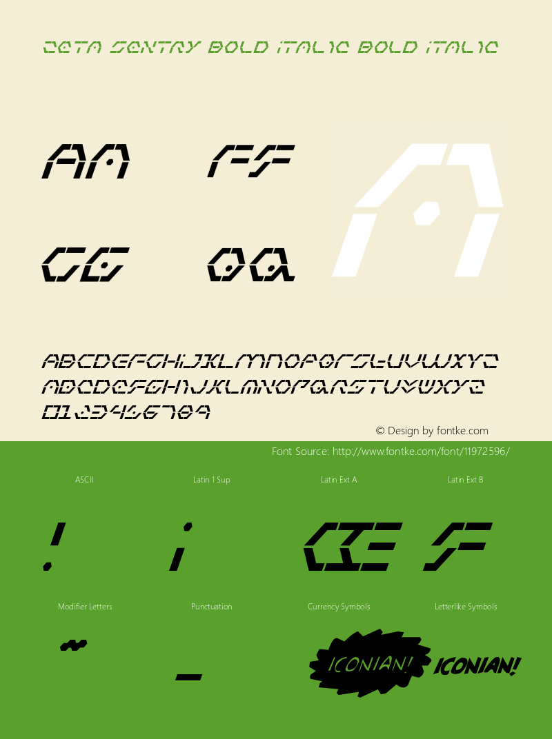 Zeta Sentry Bold Italic Bold Italic 001.000 Font Sample