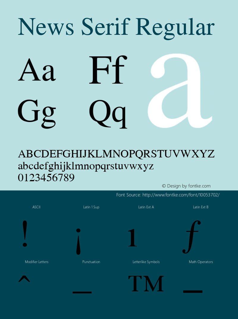 News Serif Regular 001.000 Font Sample