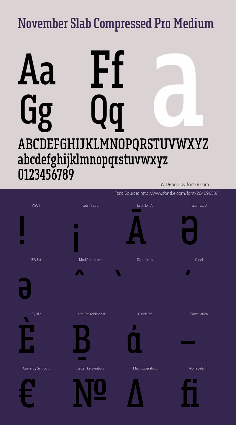 81103516f3d8773b - subset of November Slab Comp Pro Med Version 1.0; 2018 Font Sample