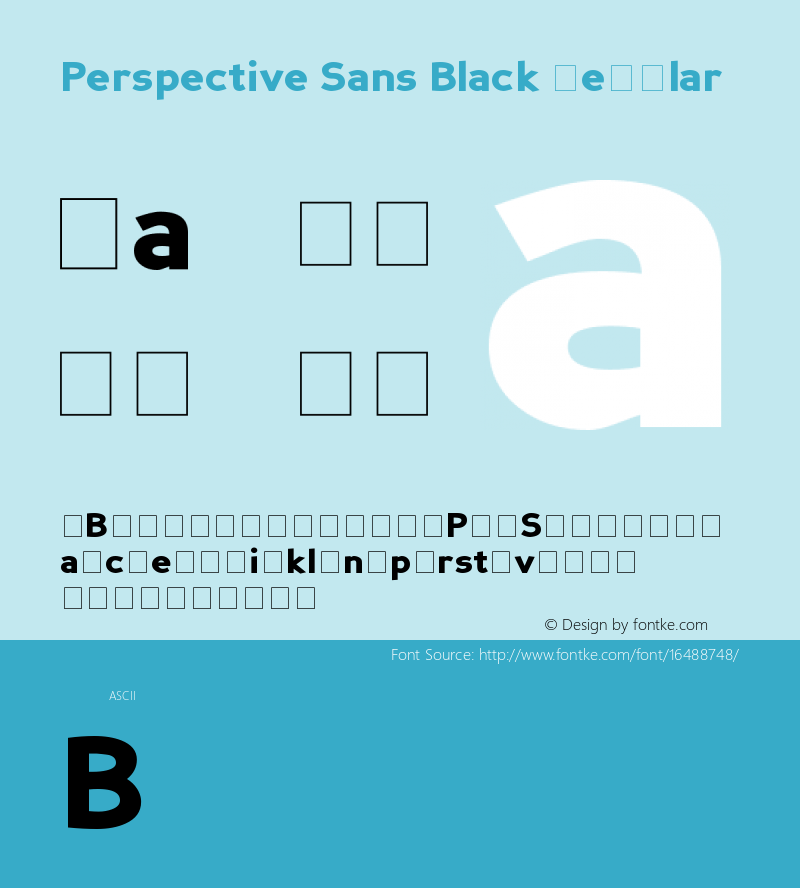 Perspective Sans Black Regular Altsys Fontographer 4.0 18/1/2001 Font Sample