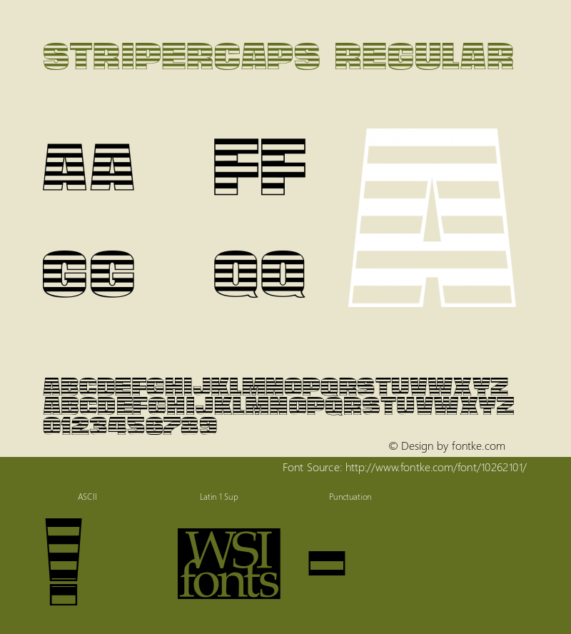 StriperCaps Regular Macromedia Fontographer 4.1 7/1/96 Font Sample