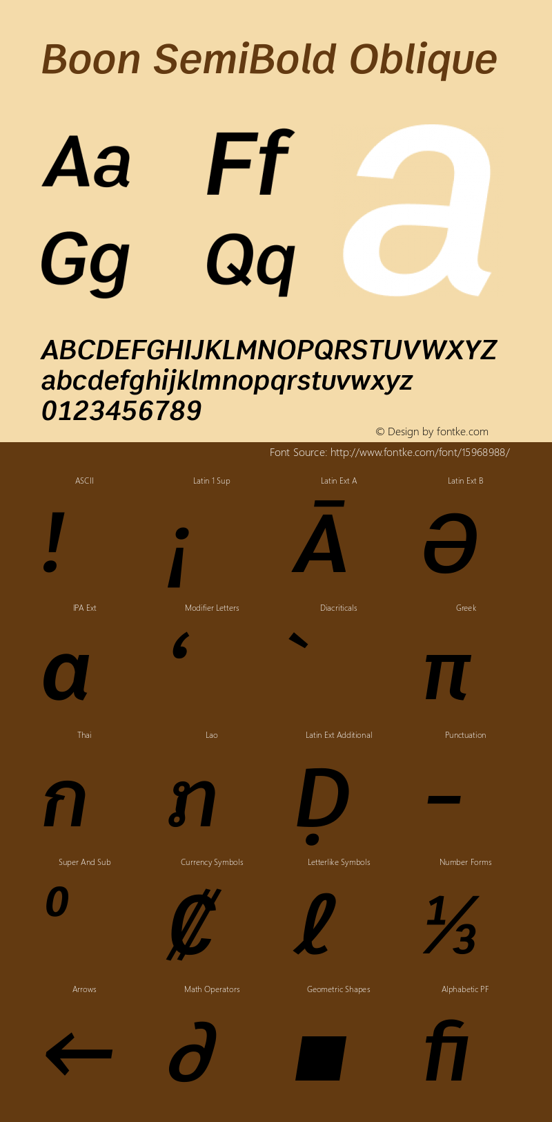 Boon SemiBold Oblique Version 1.1 Font Sample