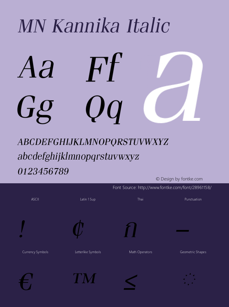 MNKannika-Italic Version 3.201 Font Sample