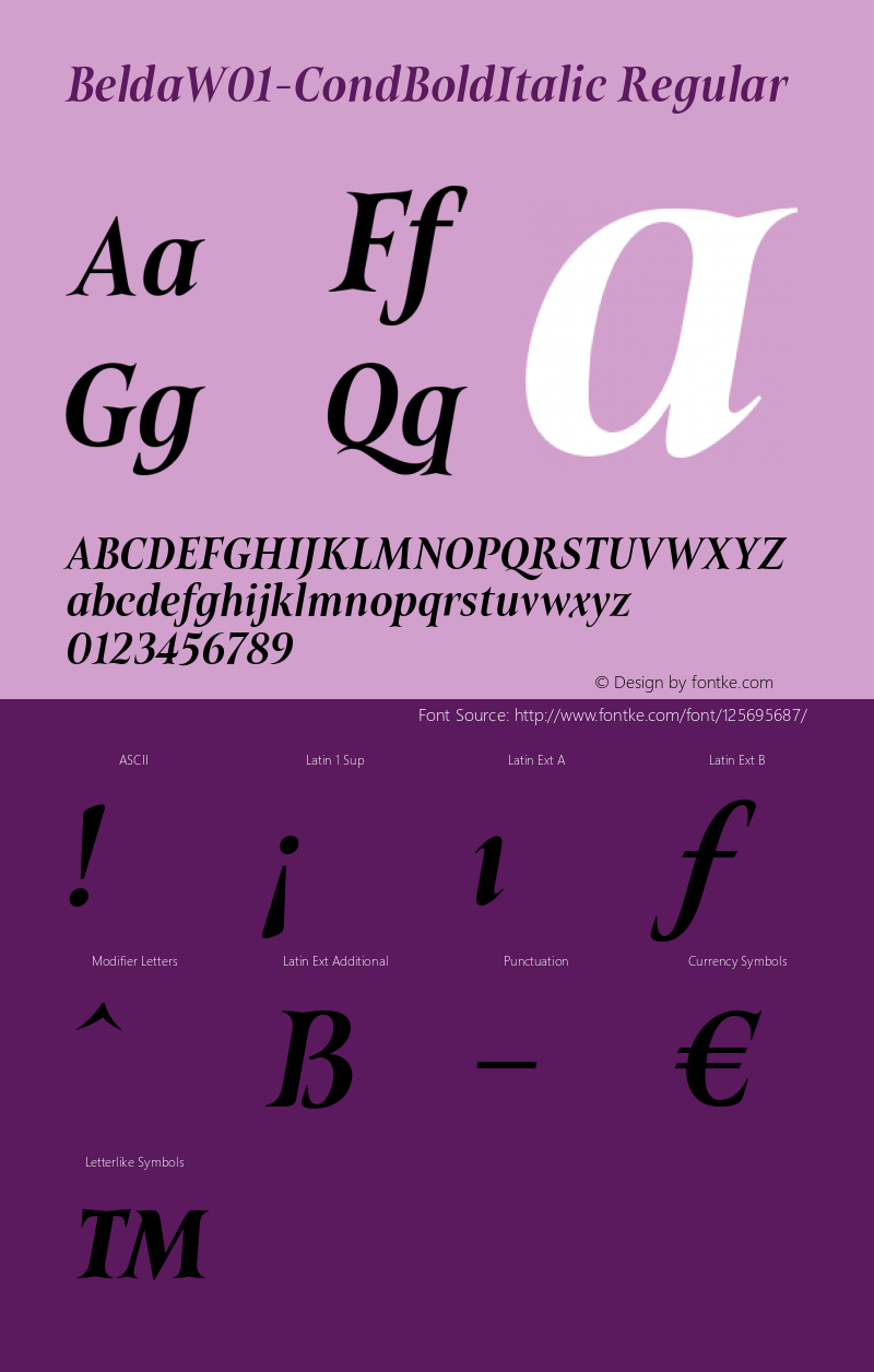 Belda W01 Cond Bold Italic Version 1.00 Font Sample