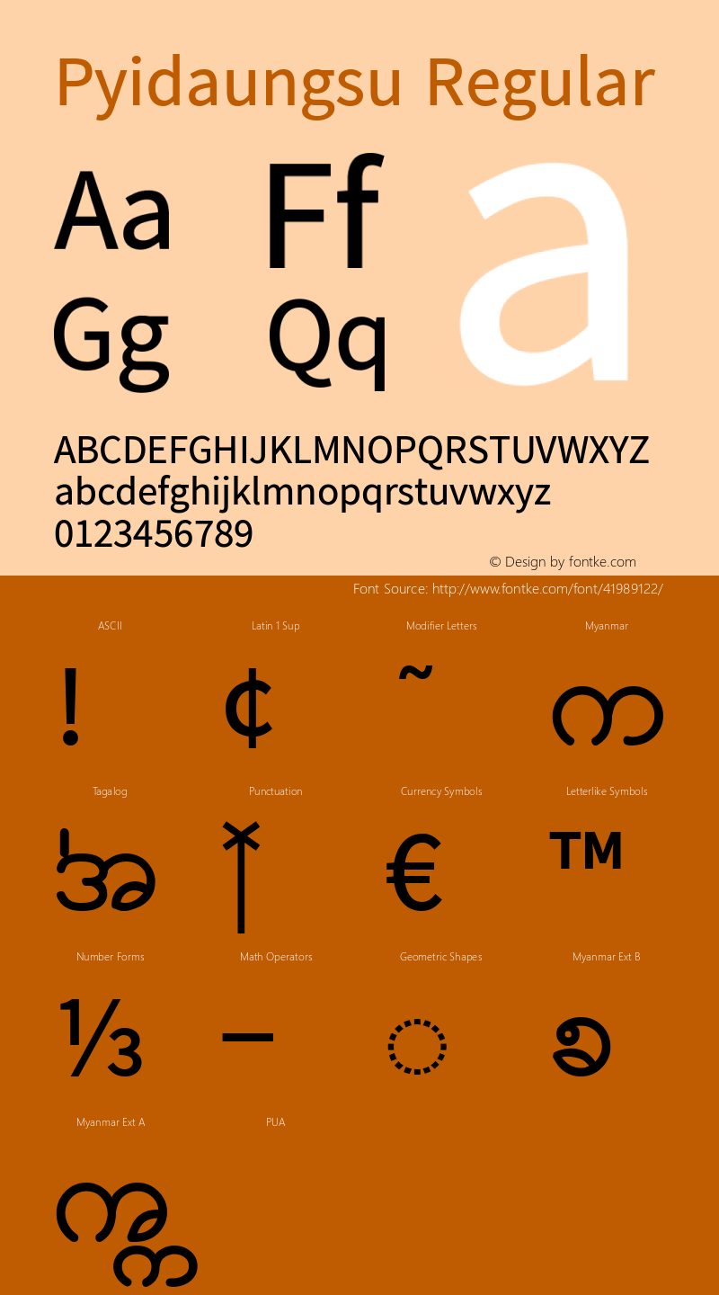 Pyidaungsu Version 1.083; ttfautohint (v1.8.2) Font Sample