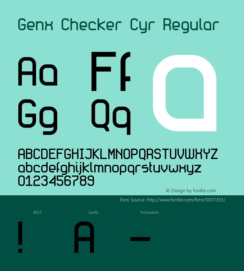 Genx Checker Cyr Regular Macromedia Fontographer 4.1 02.12.00 Font Sample