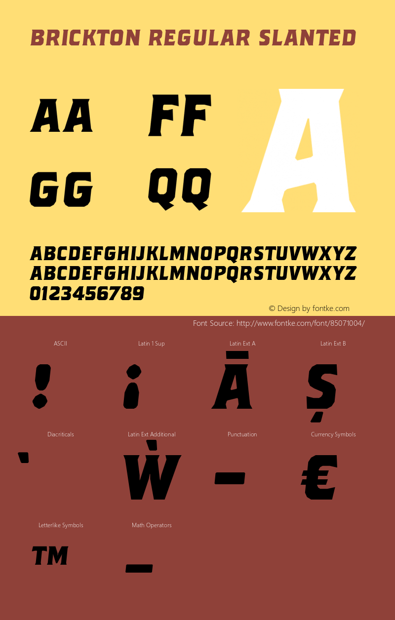 Brickton Regular Slanted Version 1.000 | wf-rip DC20190830 Font Sample